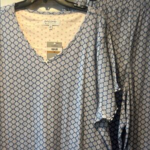 NWT Sz 3x blue print pajamas encore by Karen neuburger